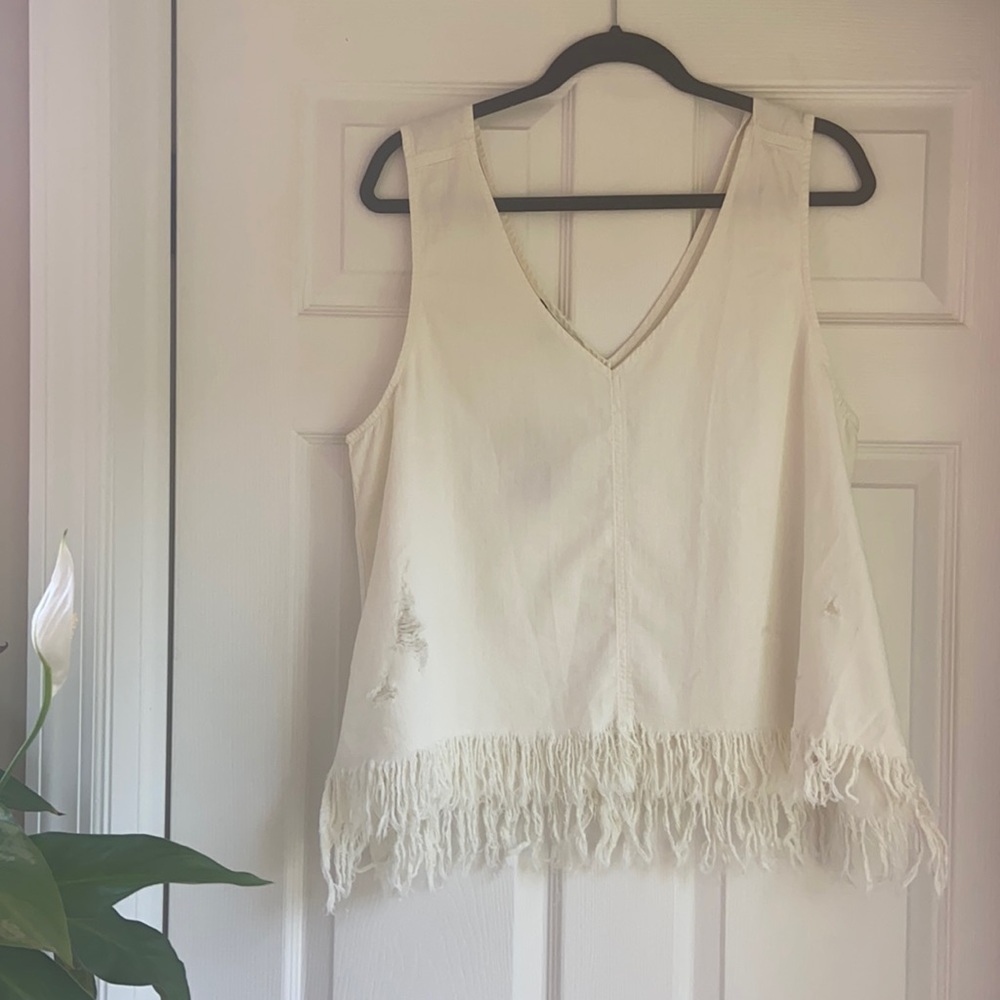 American Eagle Distressed & Fringed Tank Top NWT